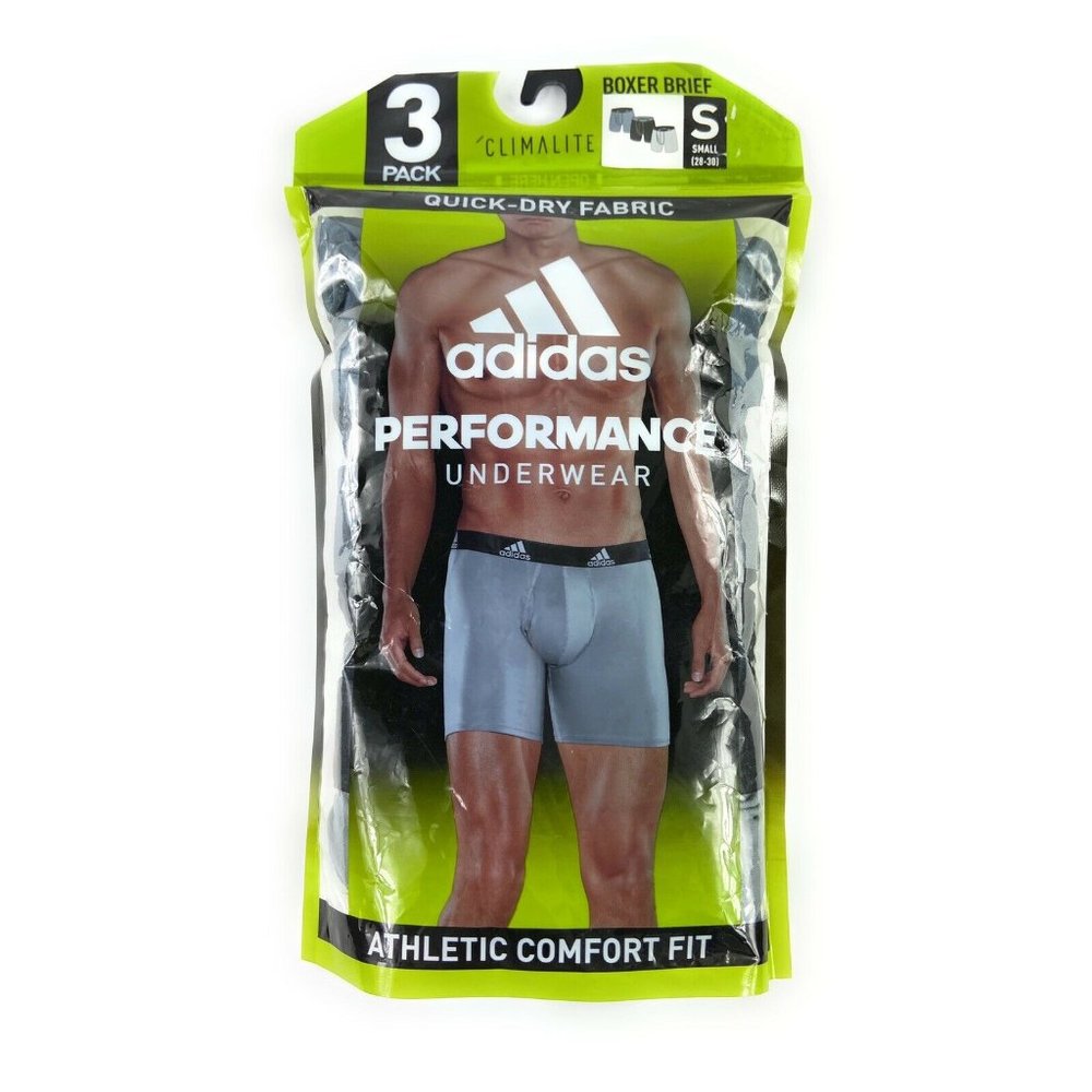 Adidas Men's Climate Athletic Comfort Fit Grey Black 3-Pack Boxer Briefs Size S